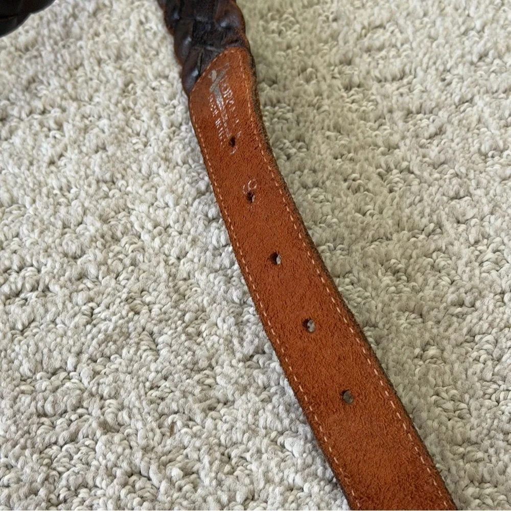 Doppia Vita Brown Braided Leather Belt Classic Modern 4XL 5XL Plus Gold Buckle